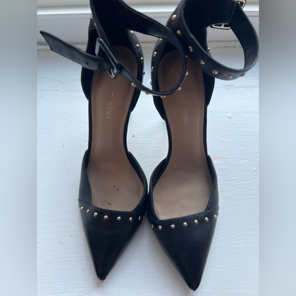 Saks Fifth Avenue Black pointed toe heels with gold studs - Picture 3 of 6